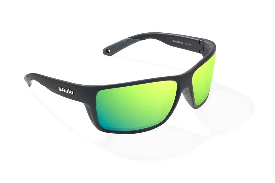 Bajio Bales Beach Black Matte Green Mirror Glass
